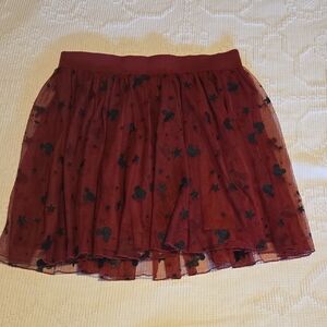 Disney Red Tulle Skirt with Black Patterns